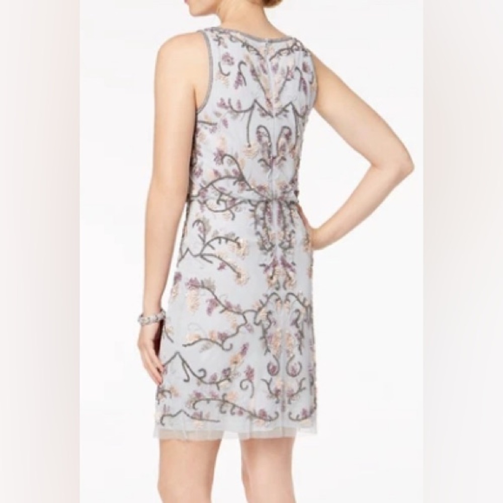 Adrianna Papel Floral Embroidered Sleeveless Dress